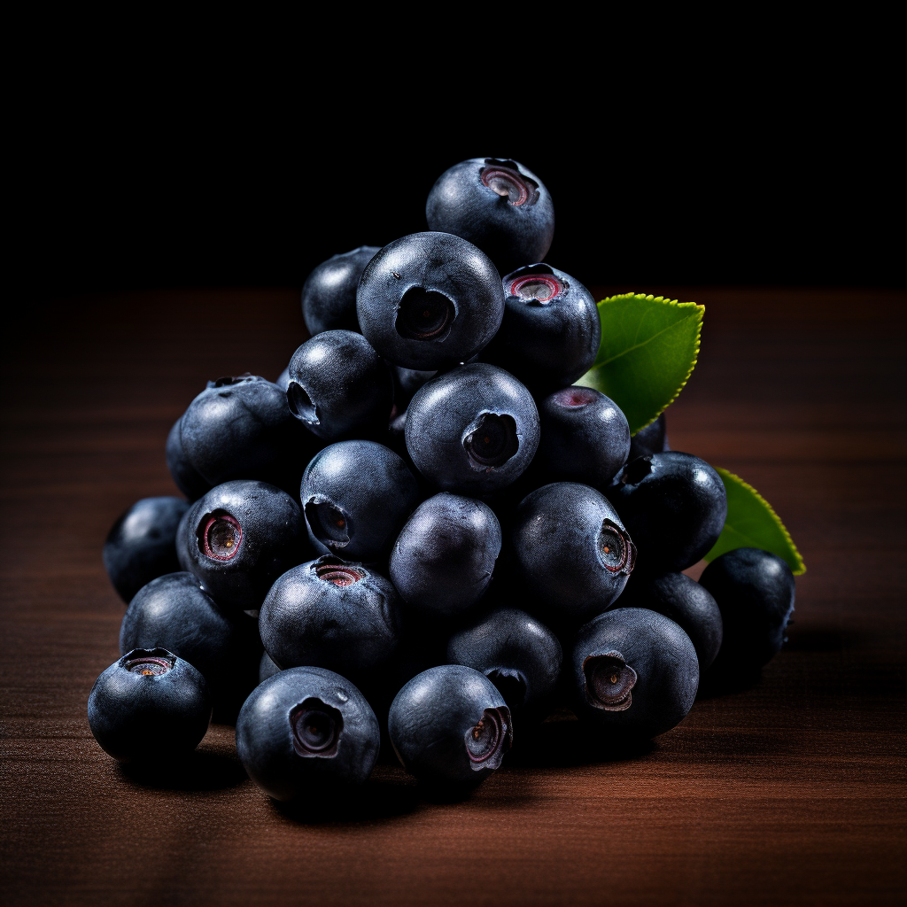 Small Blueberries on Wooden Table