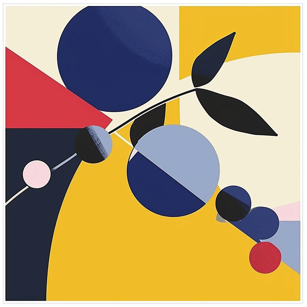 Abstract blueberry bauhaus graphic design poster