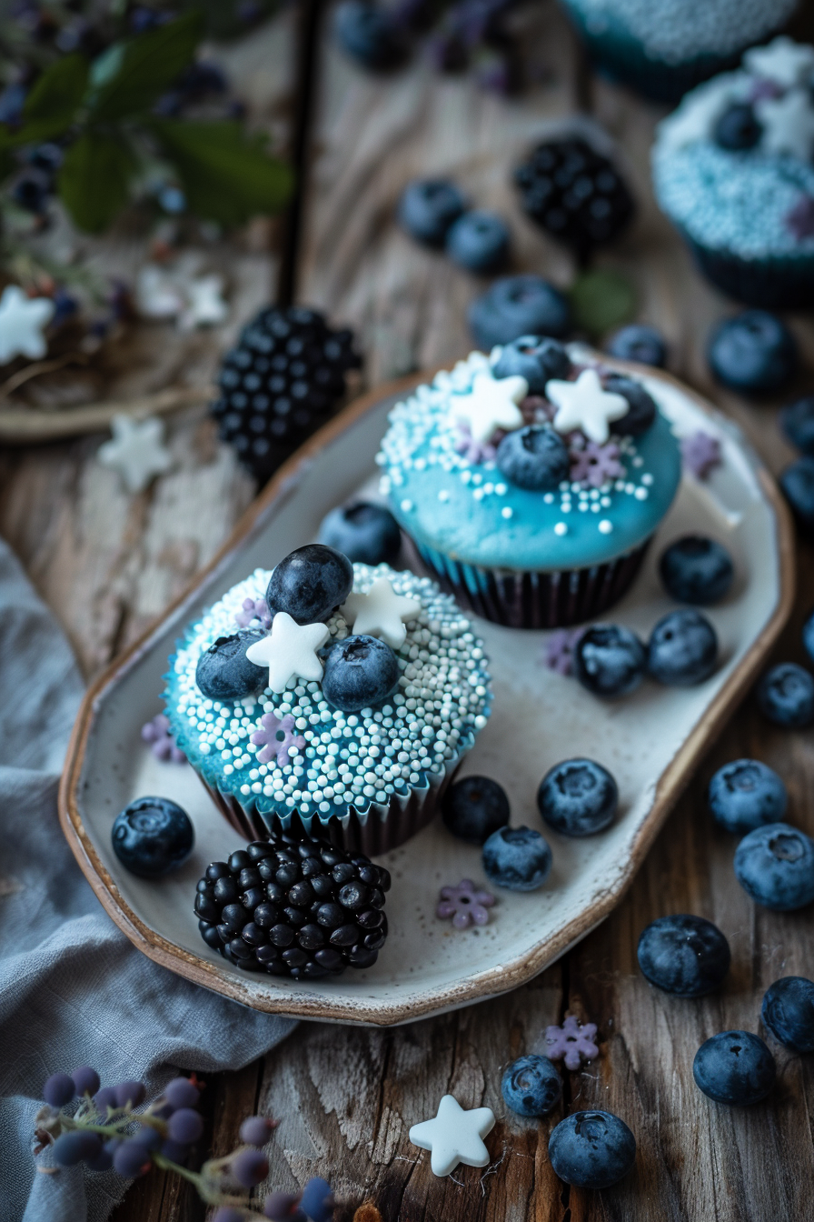 Blueberry Cupcake Sugar Sprinkles Plate