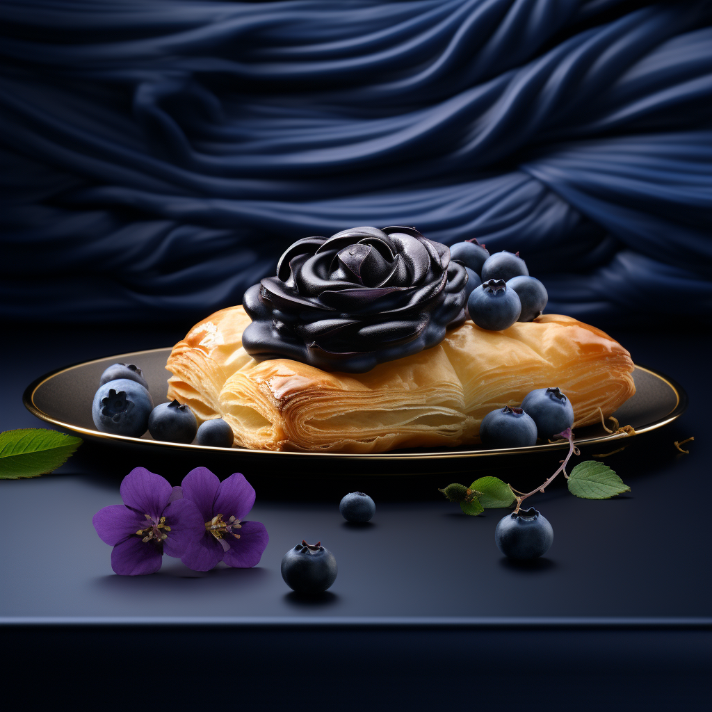 Delicious Blueberry Danish with Butterfly Pea Flowers