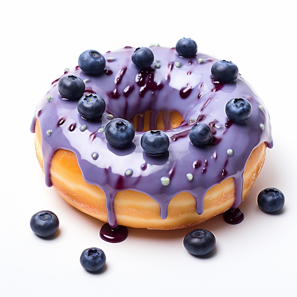 Blueberry donut on white background