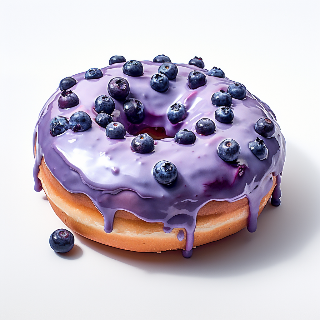 Scrumptious blueberry jam donut on white background