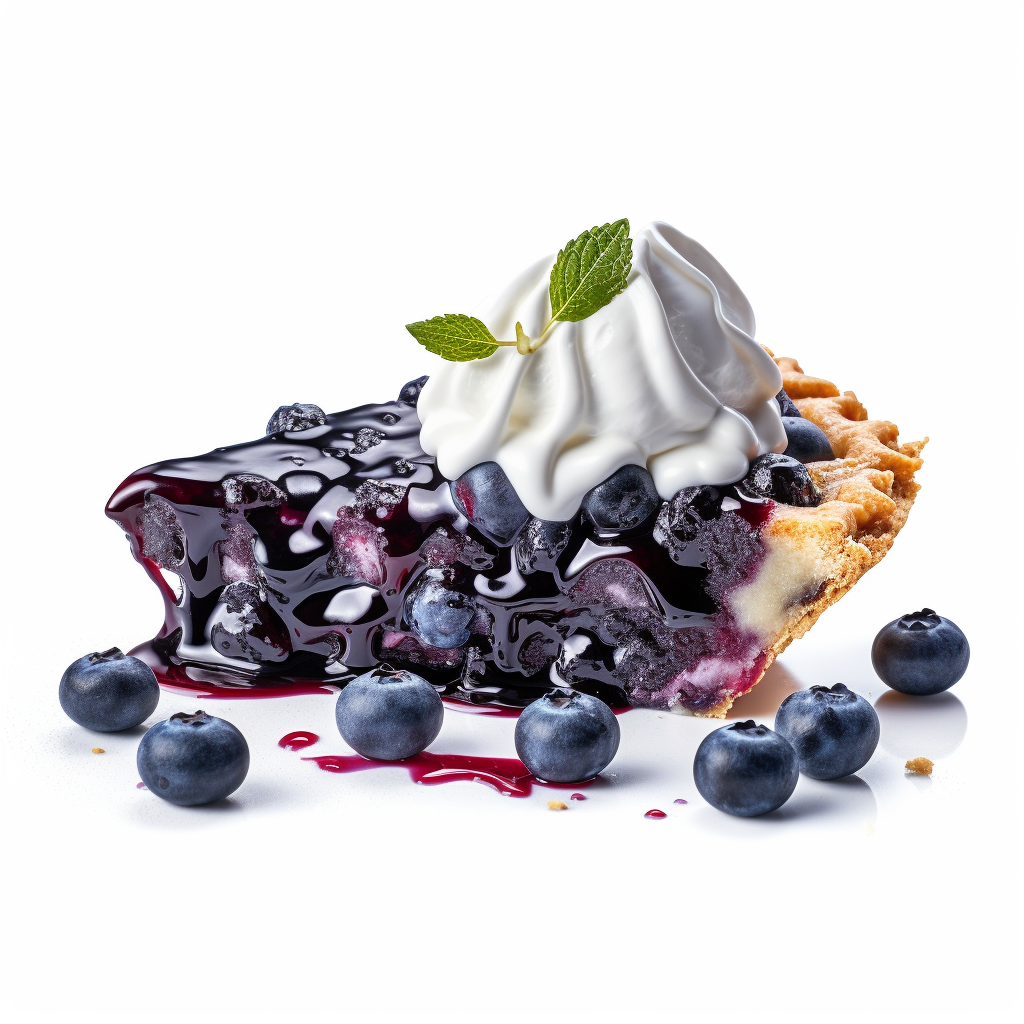 Delicious blueberry pie slices on white background