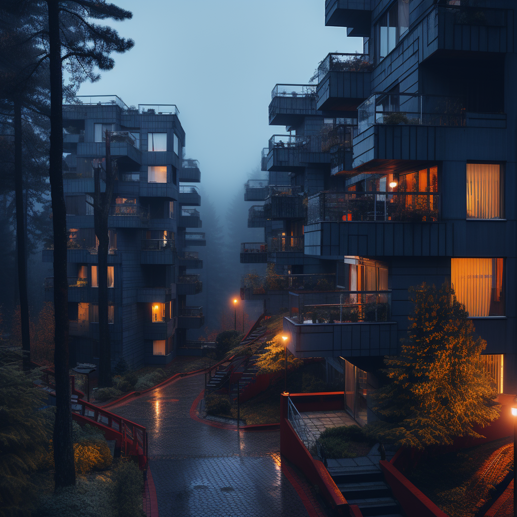 Colorful Trees on Balconies