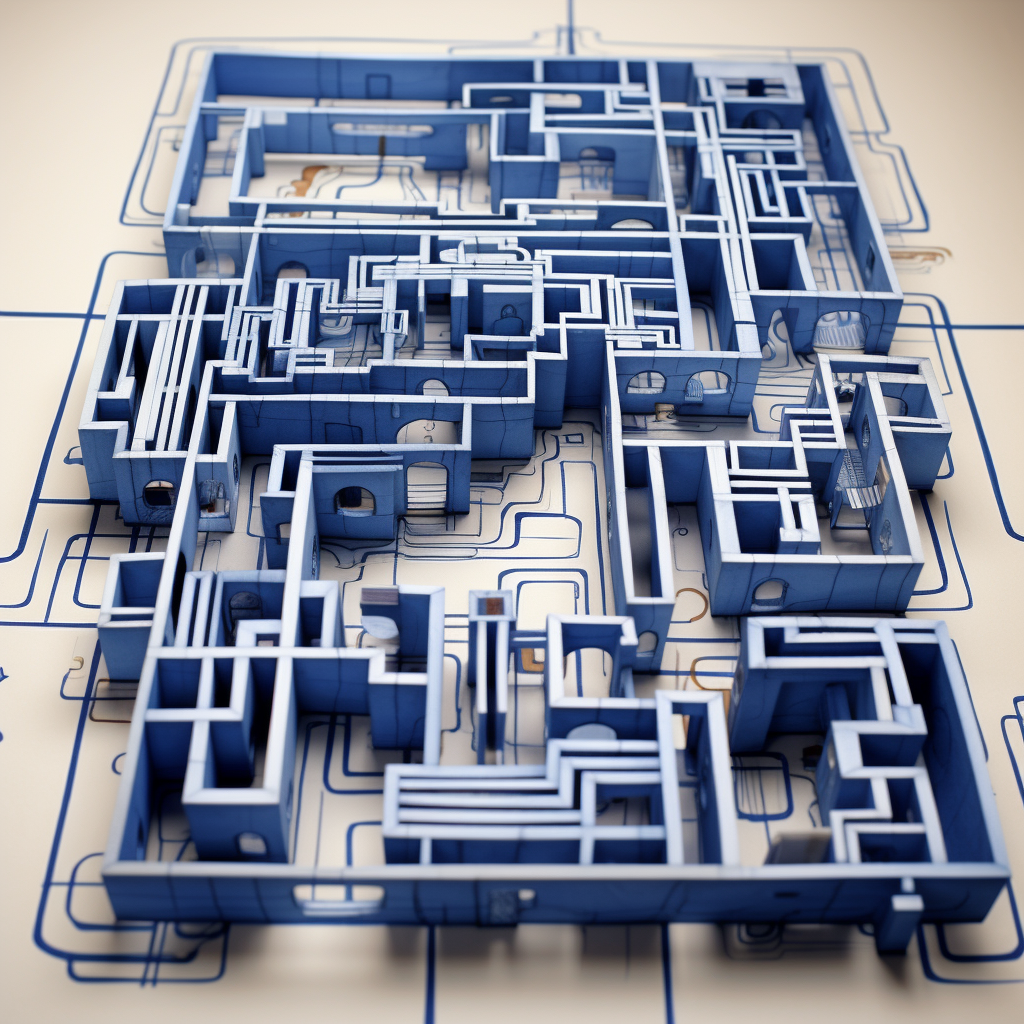 Maze floor plan blueprint design