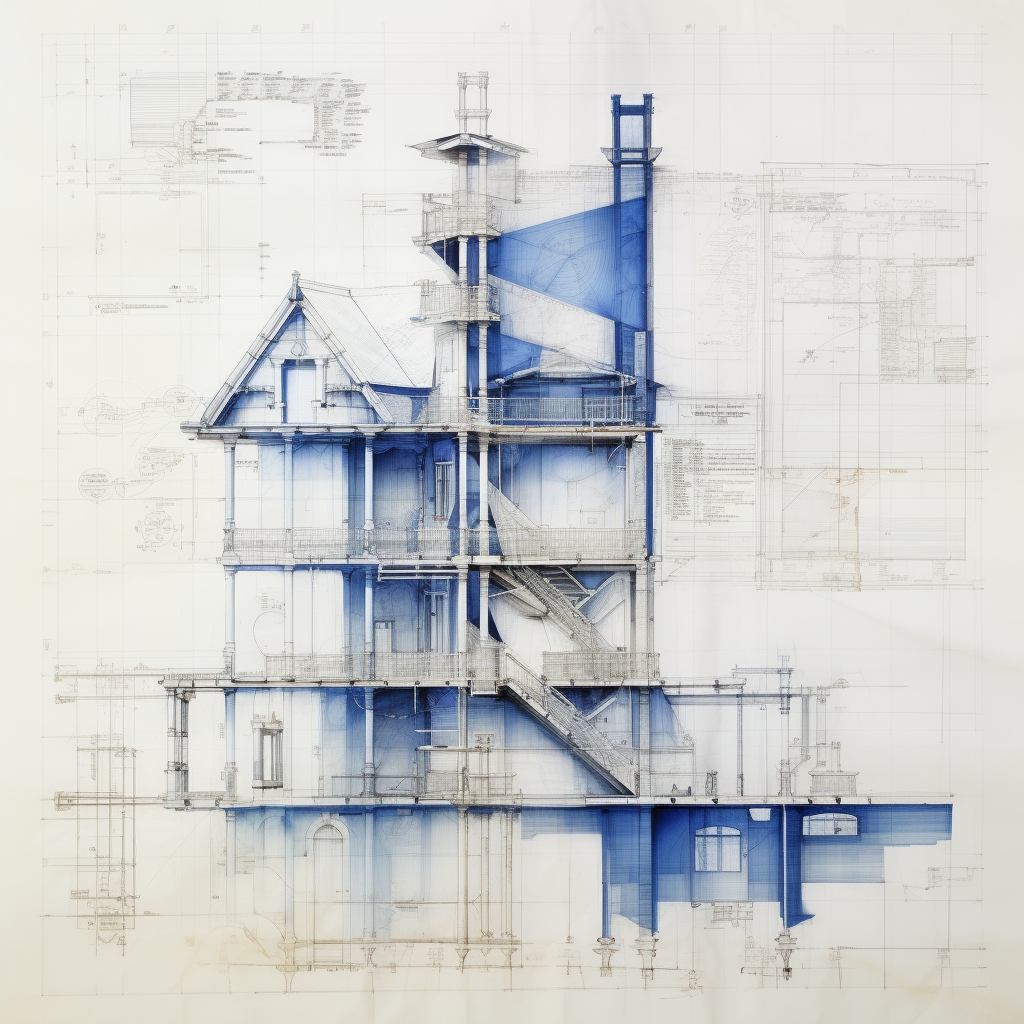 Blueprints of house foundation design