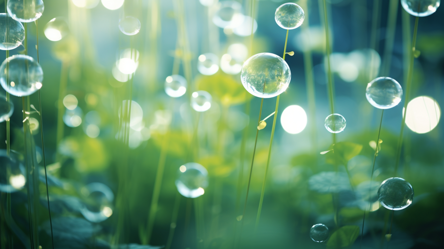 Transparent stems and leaves with blurred light circles