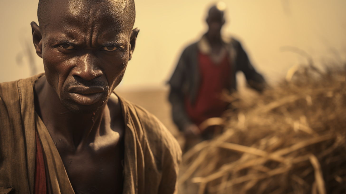 Man approaching angry Nigerian farmer