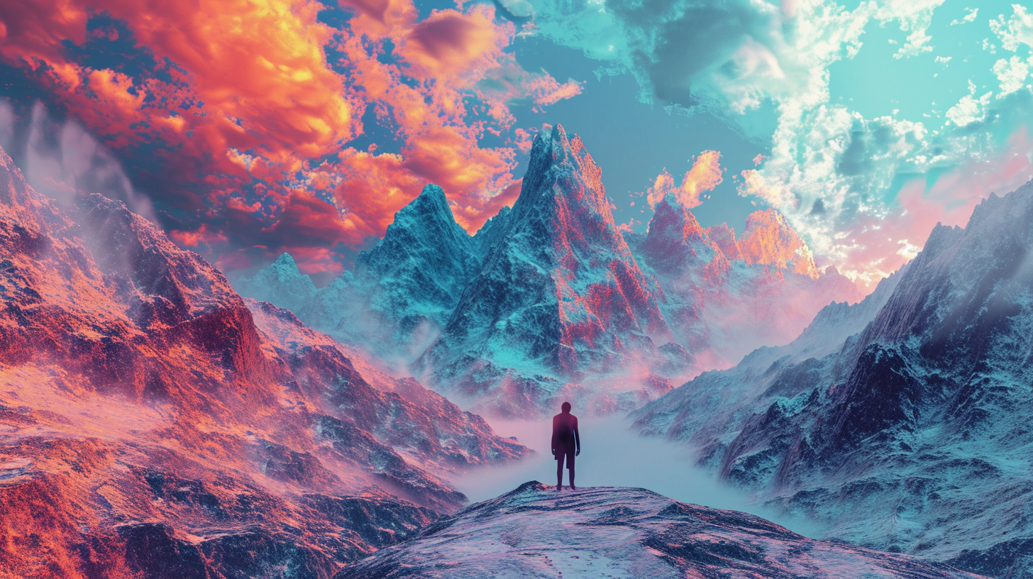 Surreal landscape with blurred reality and illusion colors