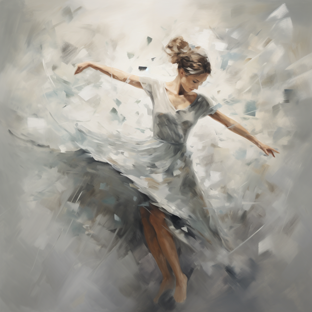 Blurred painting of a woman falling