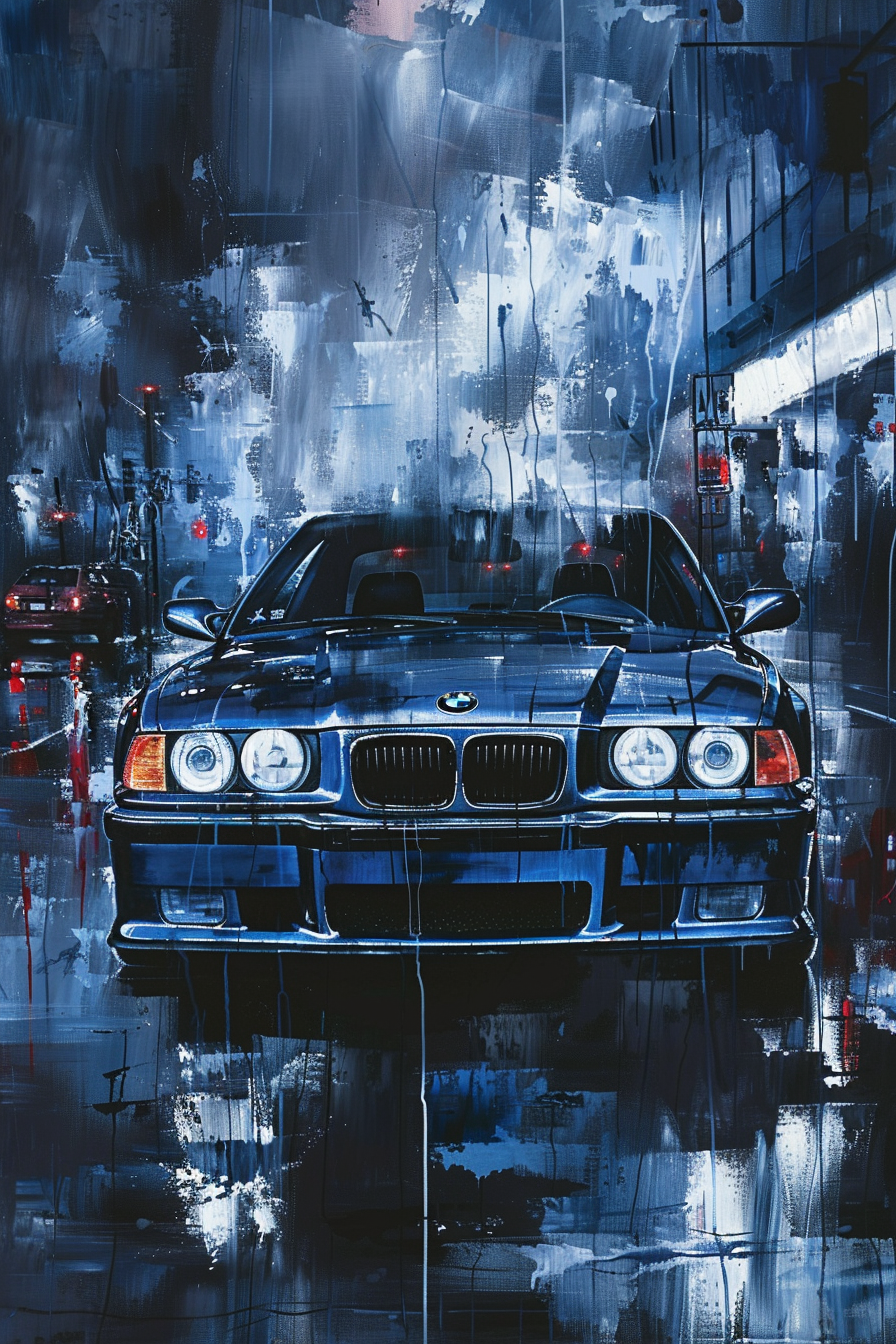 Dark Blue BMW E36 Art