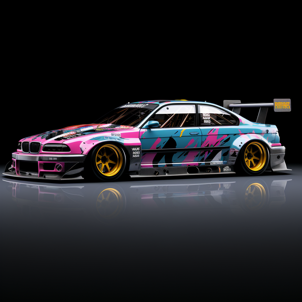 Side view of BMW E36 with Hoonigan livery