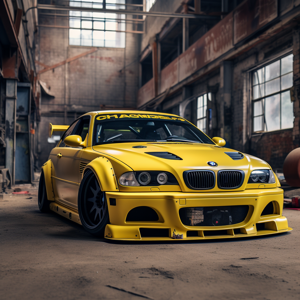 Yellow BMW M3 with Widebody Kit