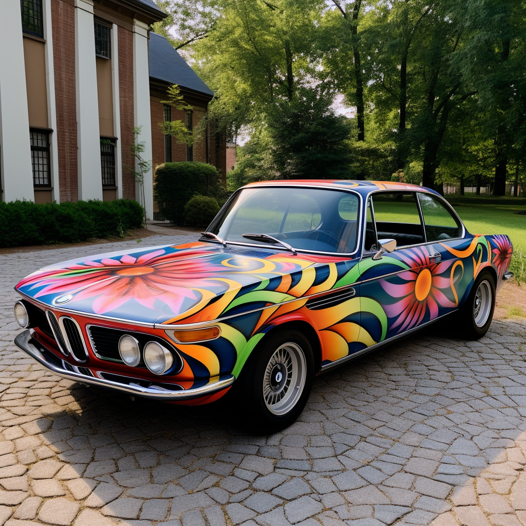 BMW Series 8 Sports Car with Unique Floral and Skull Design