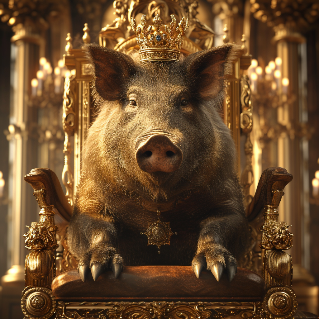 Boar with Crown on Throne