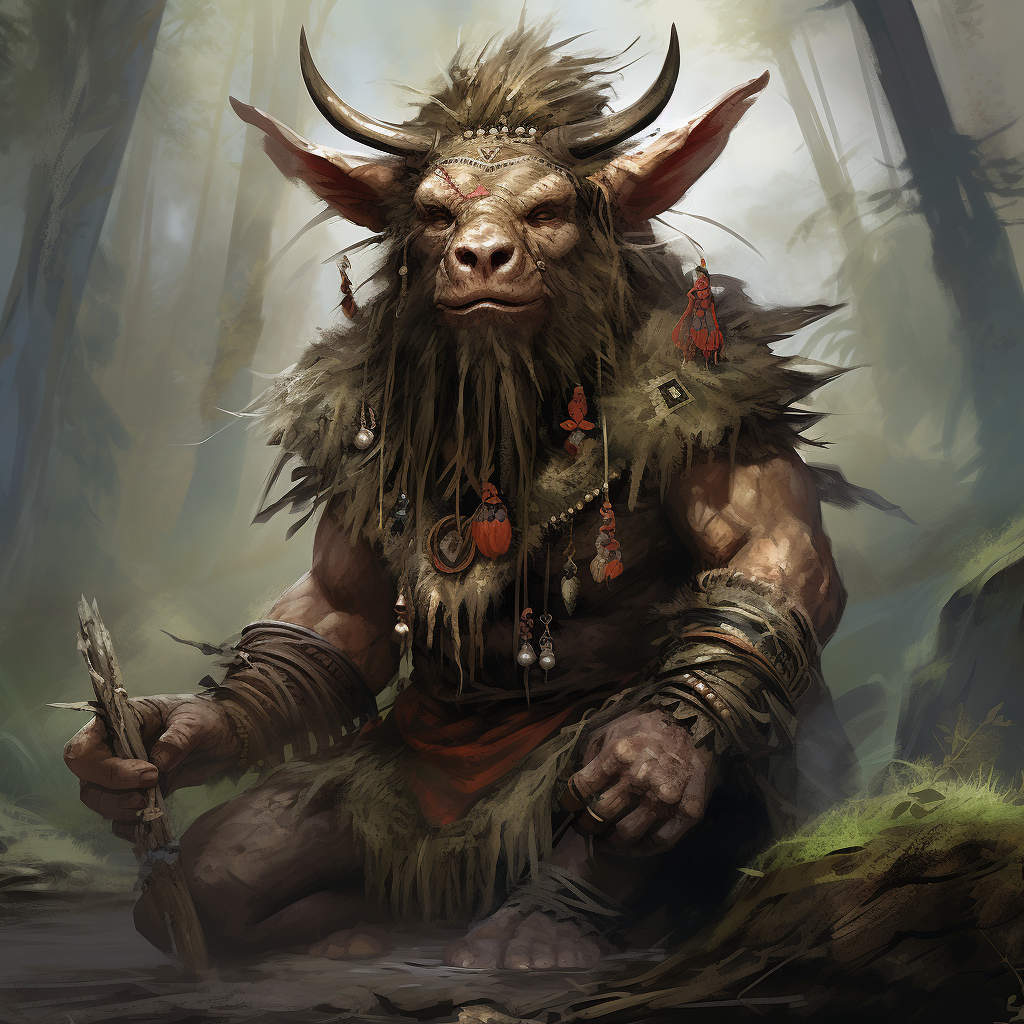 Powerful boar tusked troll shaman