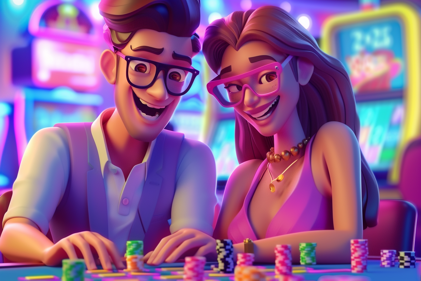 Cool man and beautiful woman playing board game