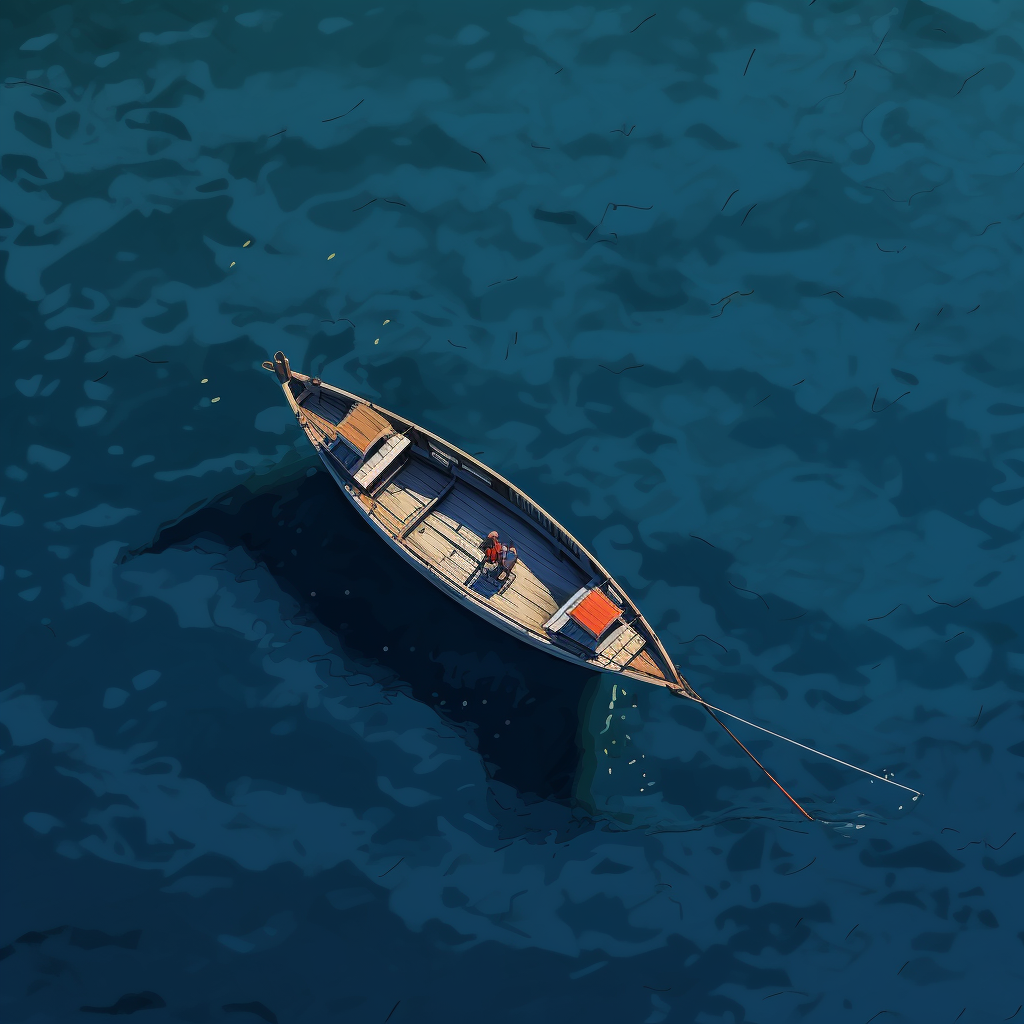 Boat on the Sea From Above