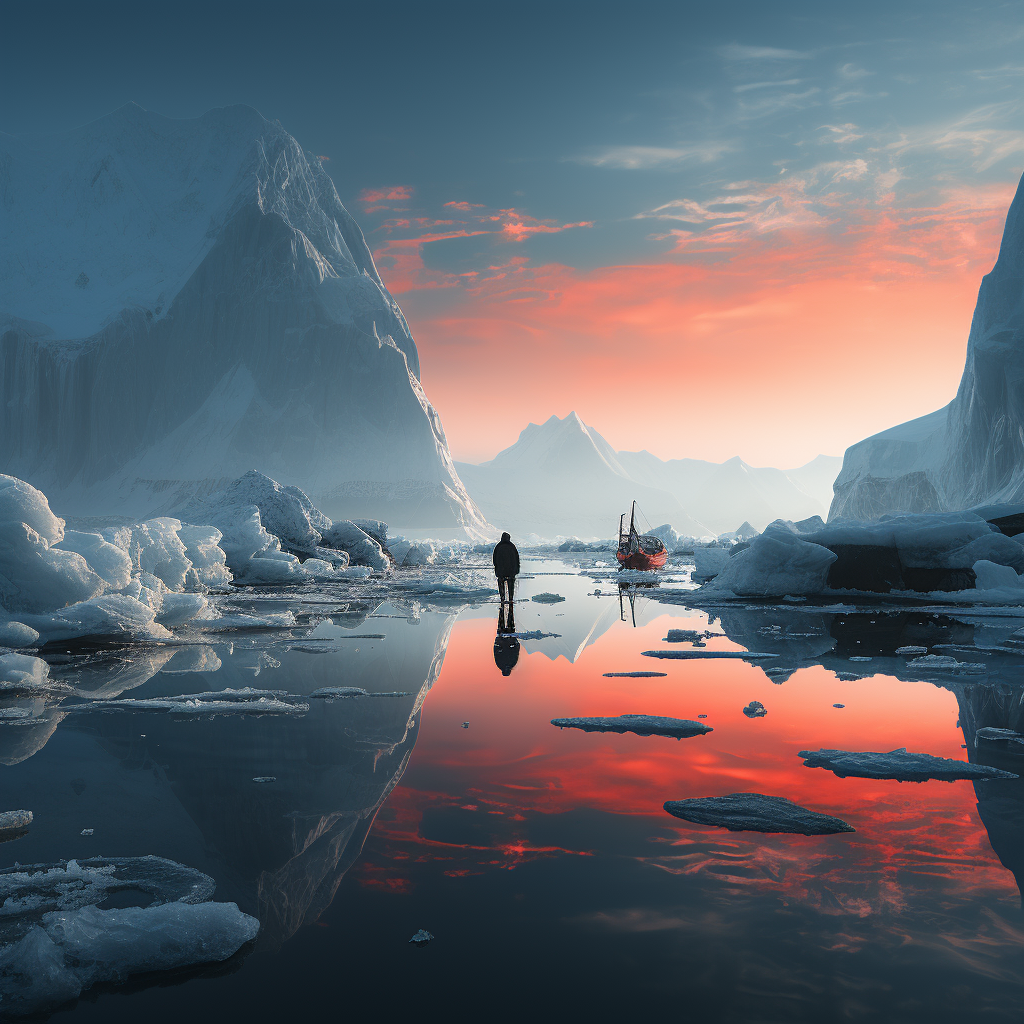 Woman Standing on Boat Crossing Greenland