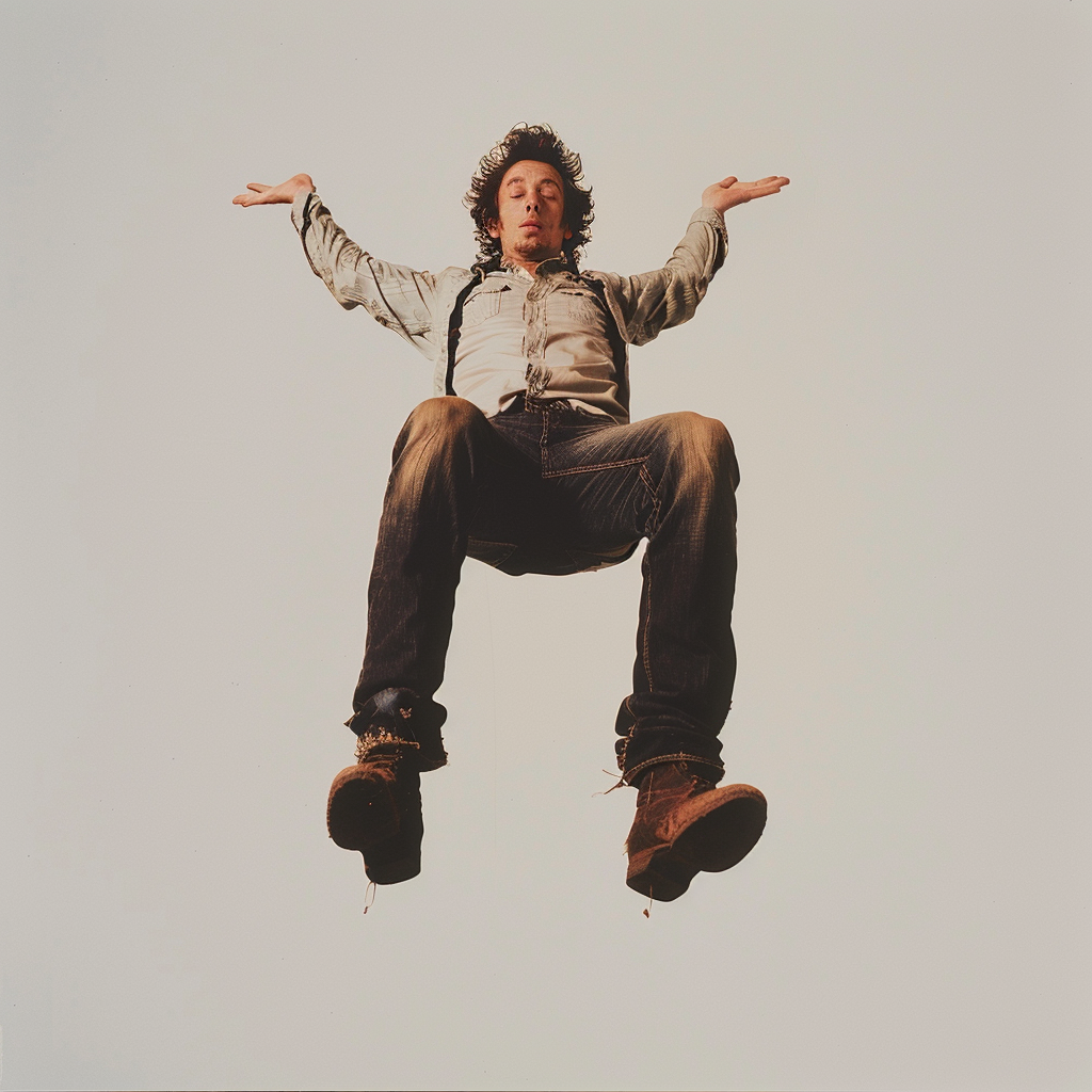 Bob Dylan floating in air