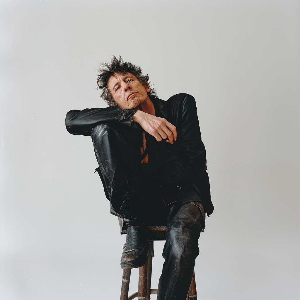 Bob Dylan profile sitting pose