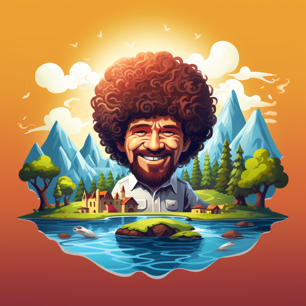 Colorful Bob Ross Poly Artwork