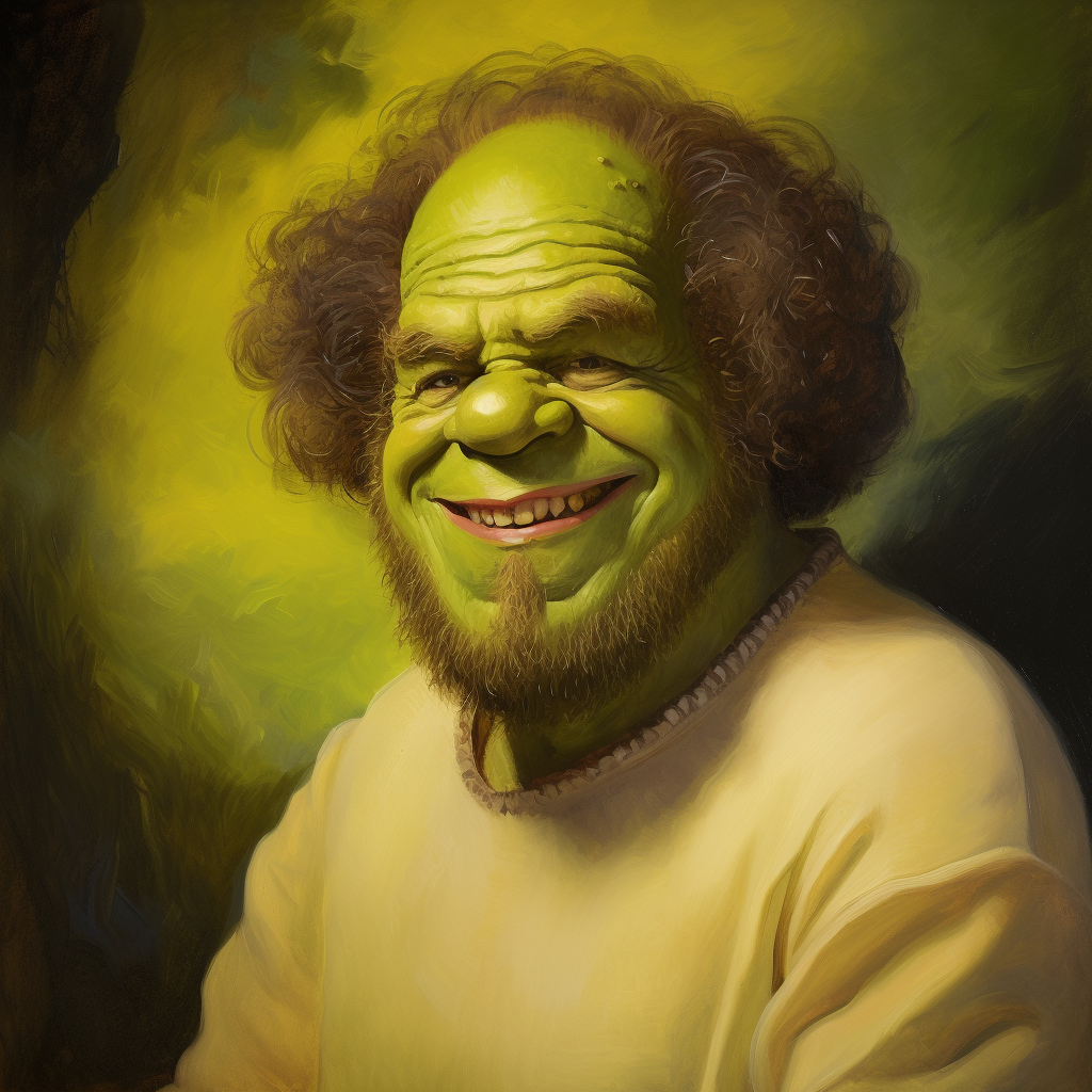 Bob Ross painting Shrek