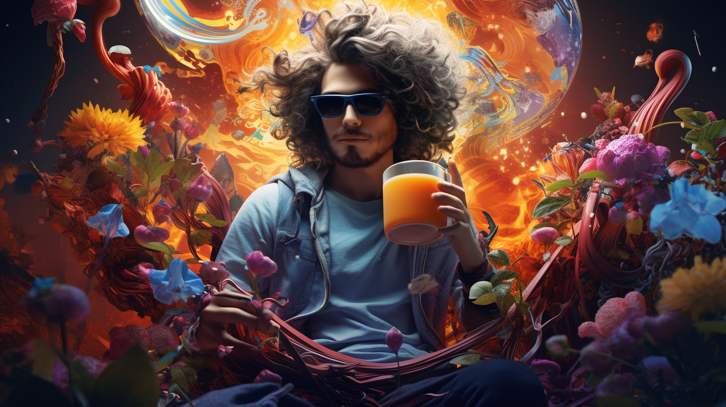 Male Boba Tea Drinker Psychedelic Art