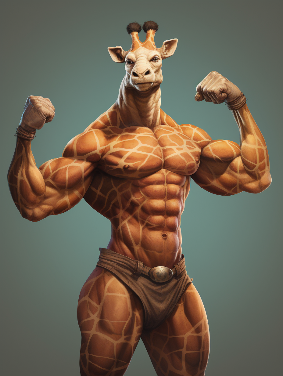 Muscular giraffe flexes its strength