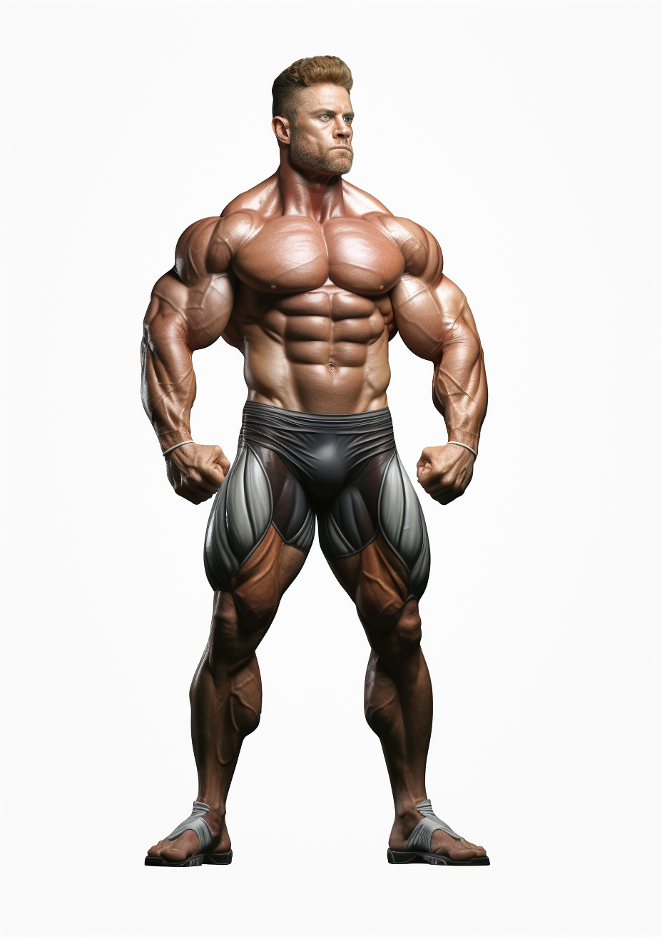 Strong bodybuilder with defined muscles