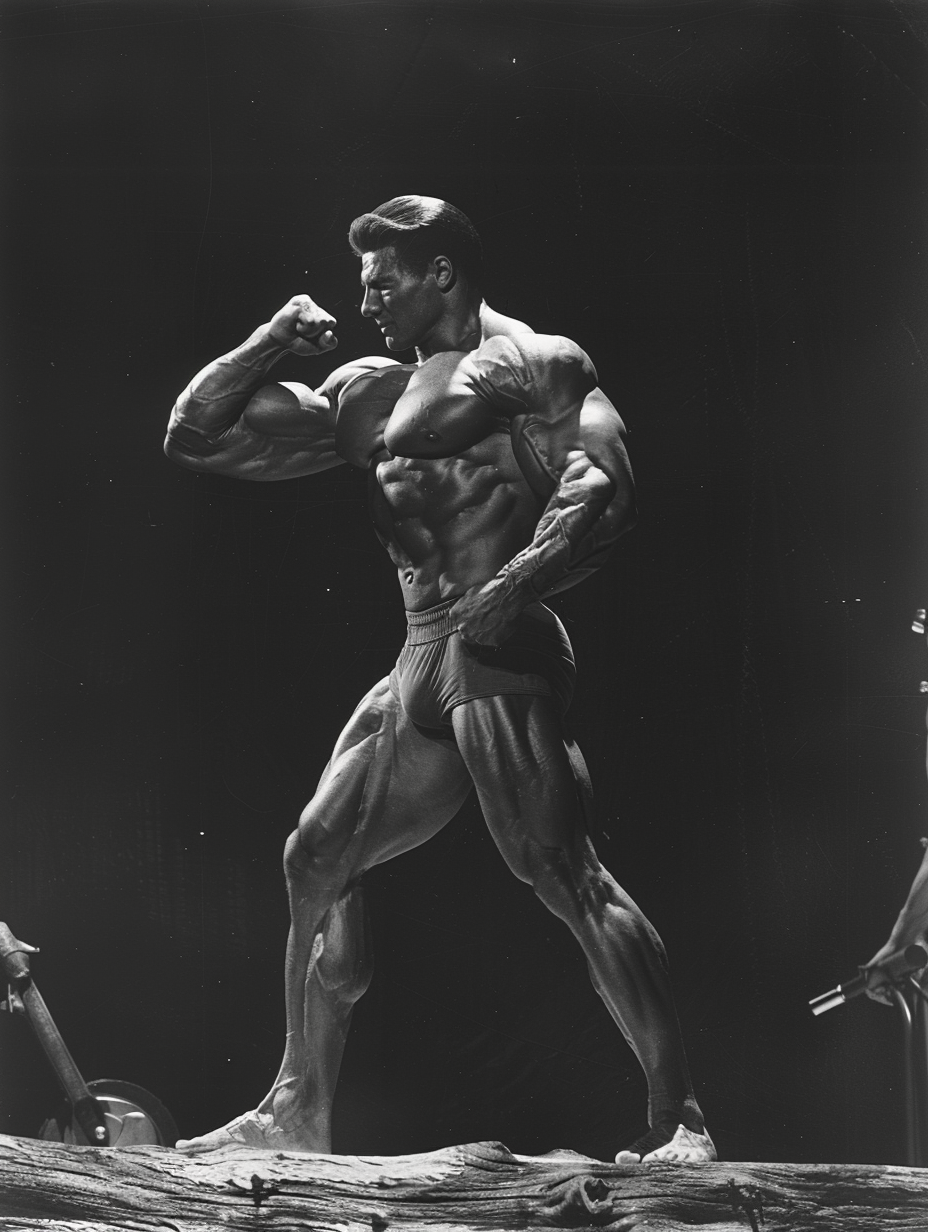 Bodybuilder posing in AR