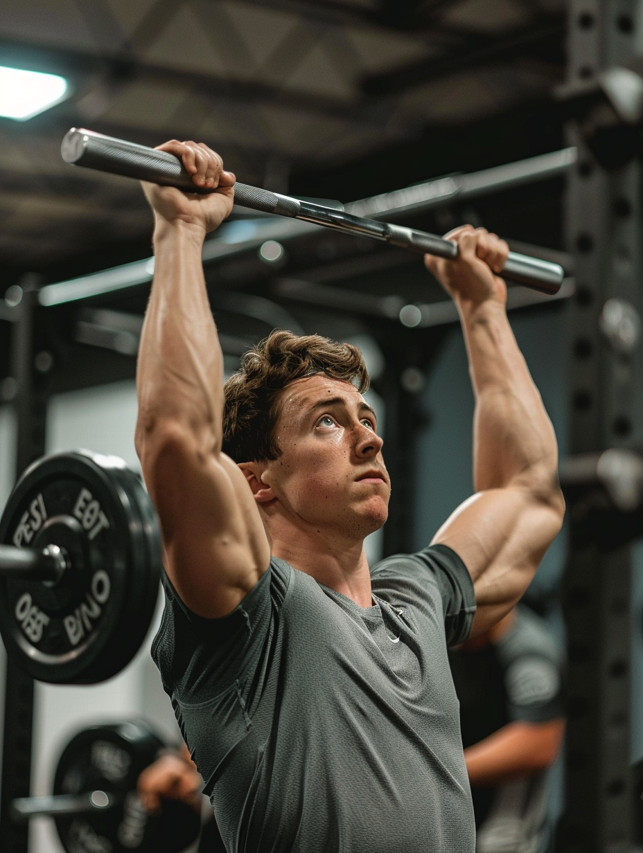 Bodybuilder lifting weights at gym