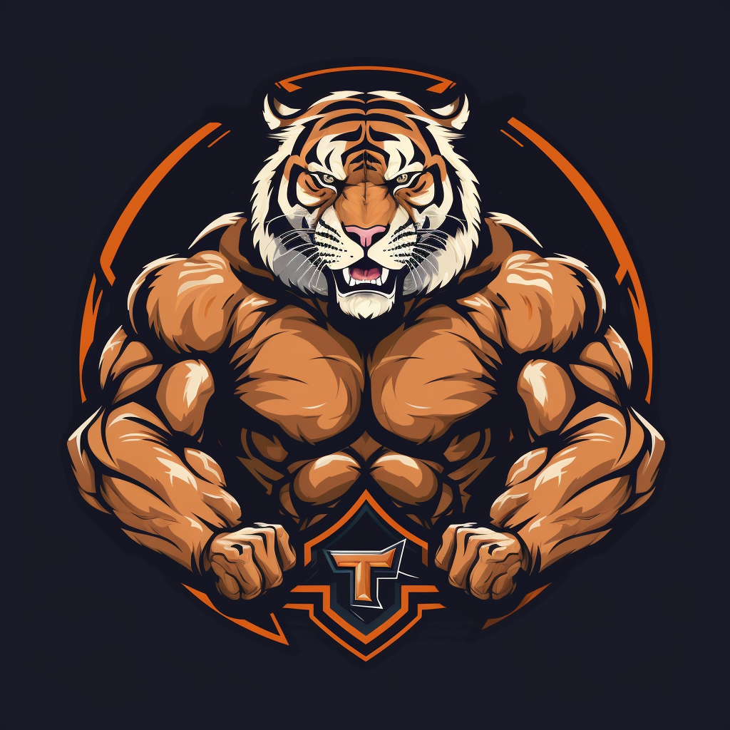 Strong bodybuilding tiger logo design