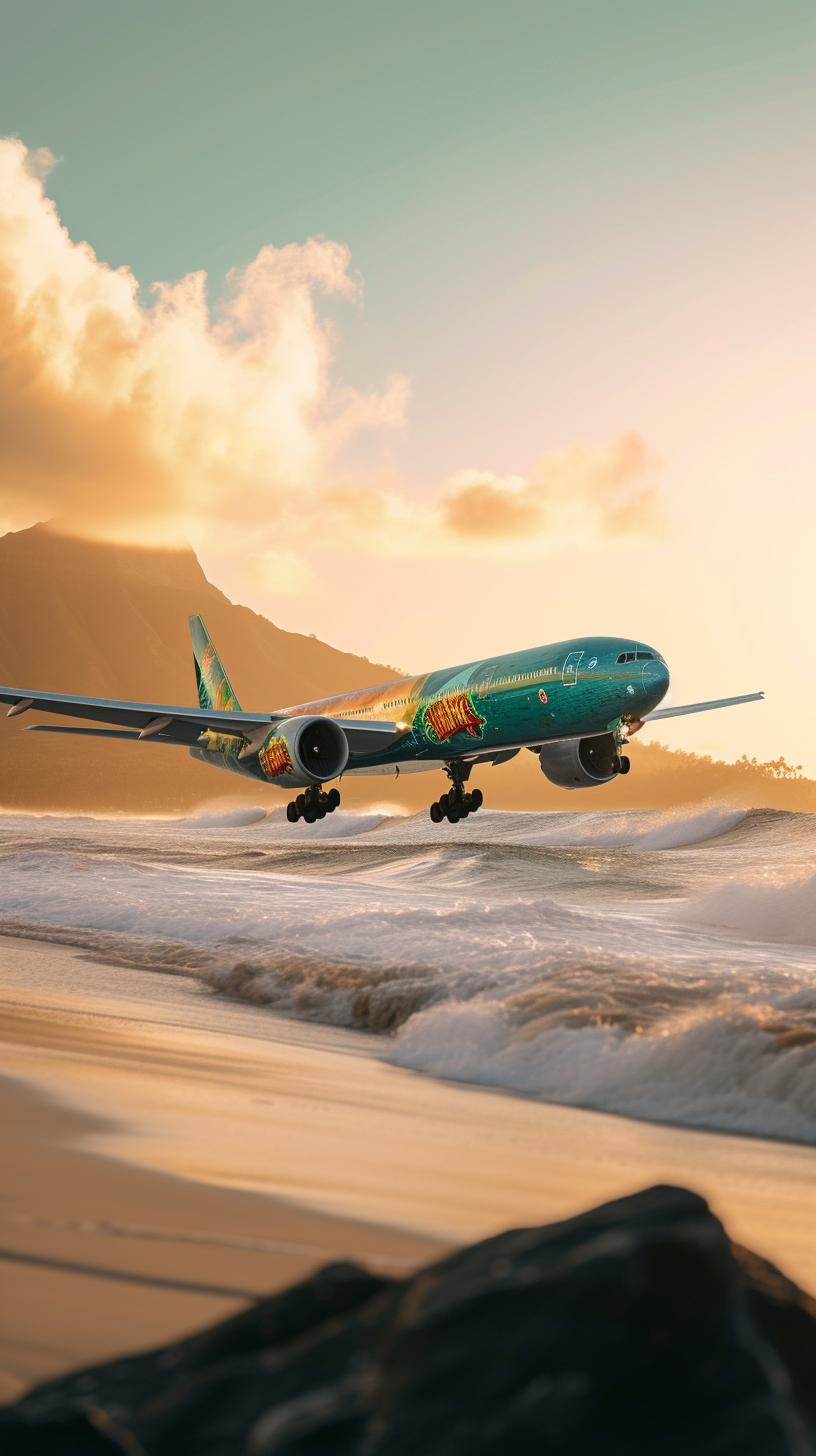 Boeing 777X Hawaii beach paint job