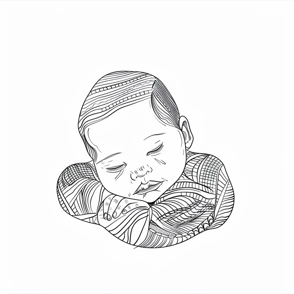 Minimalist style newborn baby drawing