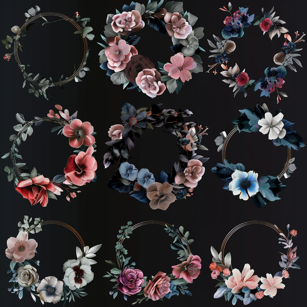 Boho Floral Wreaths Realistic 4k