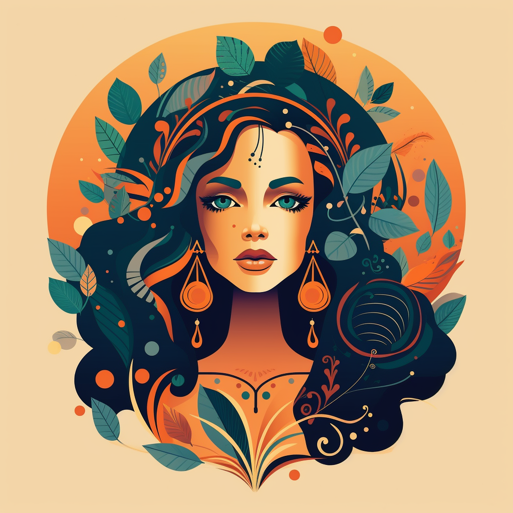 Vibrant boho organic shape illustration