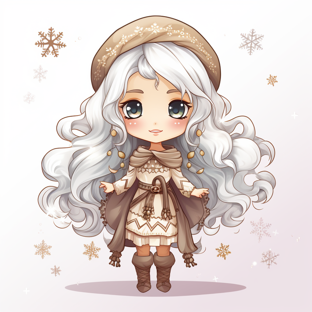 Chibi Mrs. Santa in Boho Style