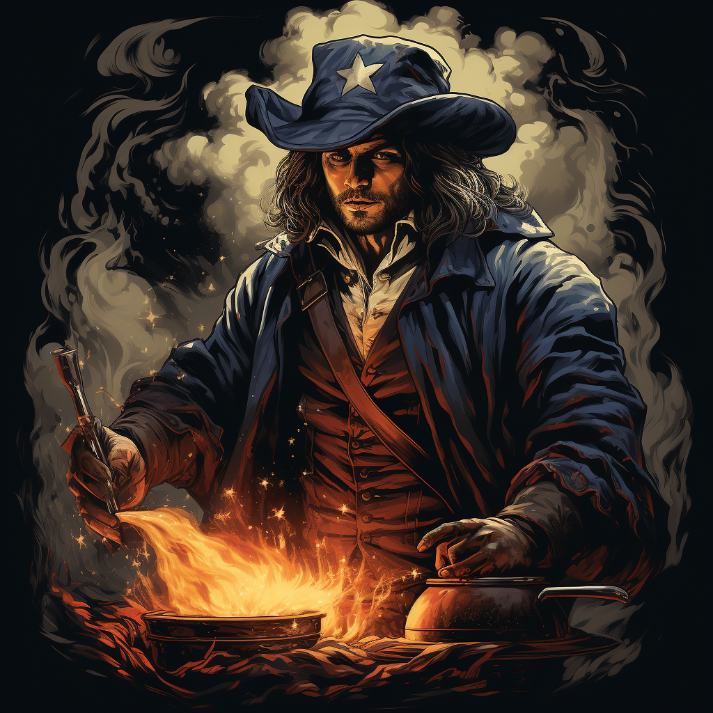 Boiling witch with Betsy Ross flag