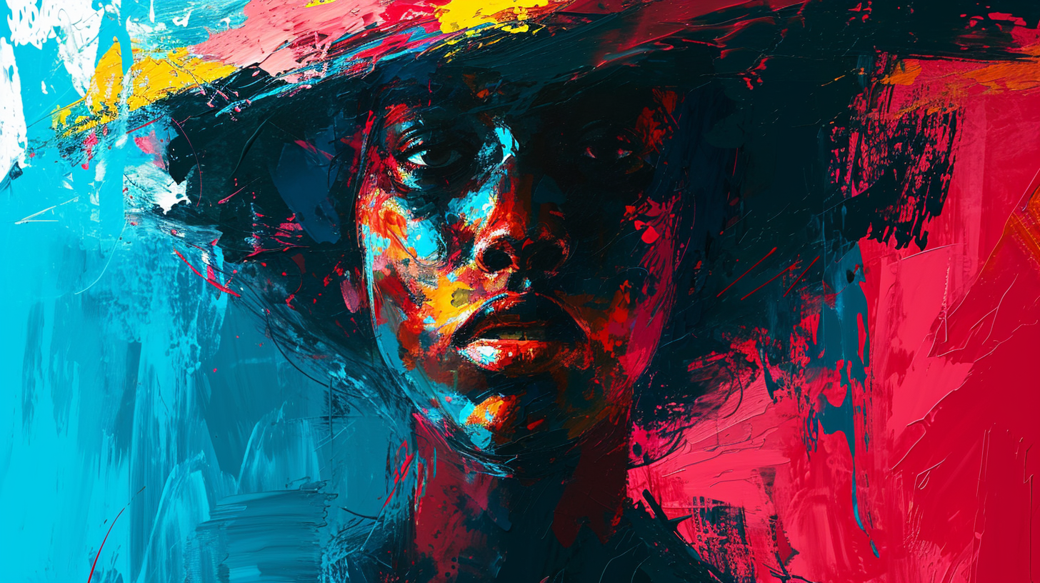 Bold abstract strokes vibrant colors character