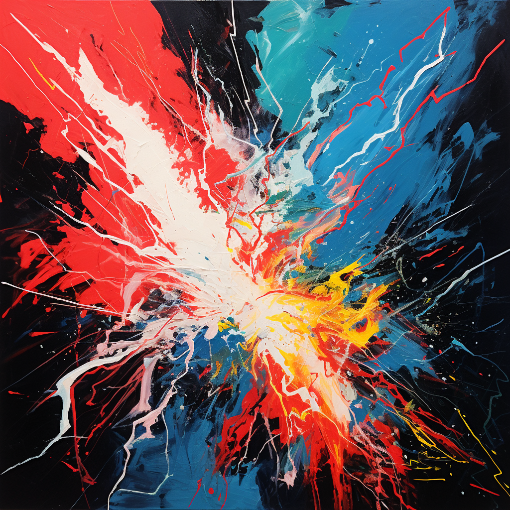 Colorful acrylic painting with electric shock effect