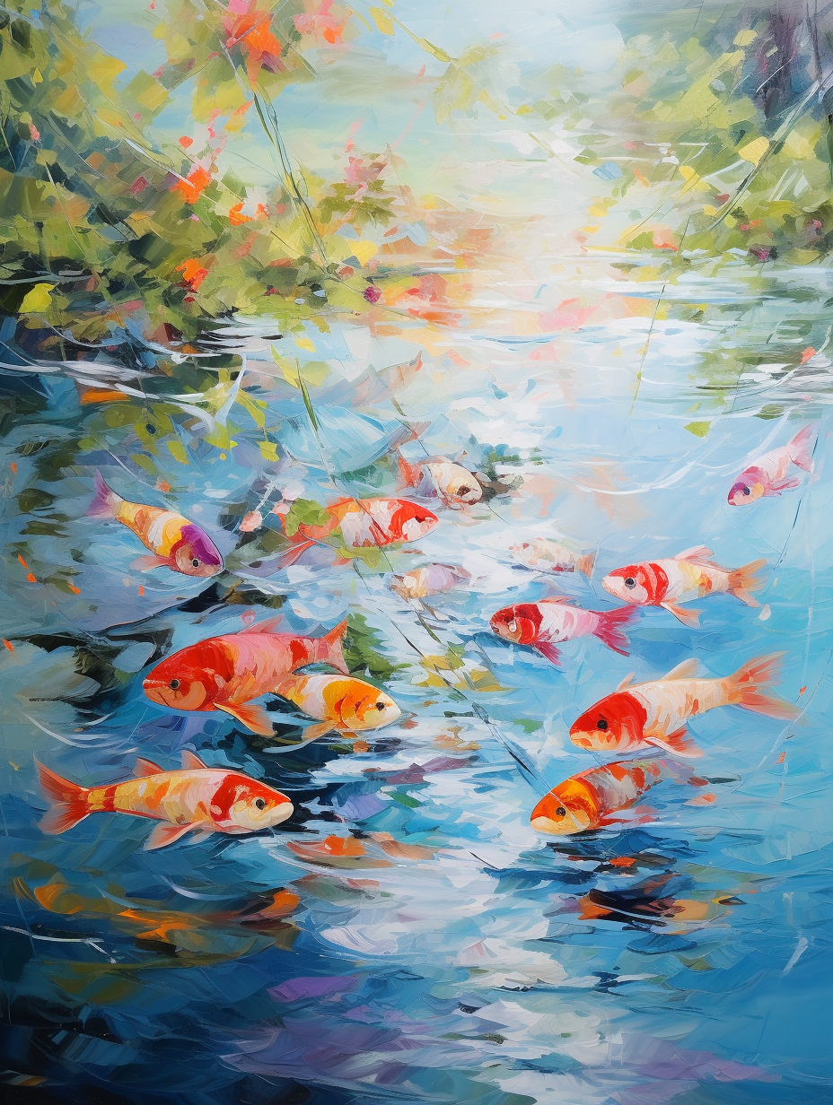 Colorful fishes swimming in river