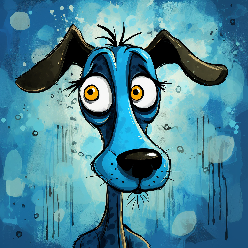 Playful Cartoon Dog in Bold Colors