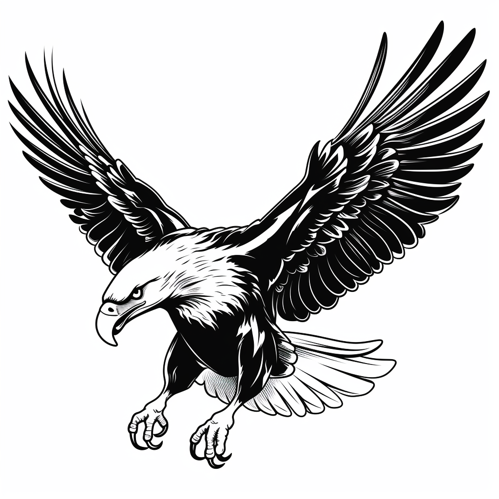 bold eagle vector illustration black white