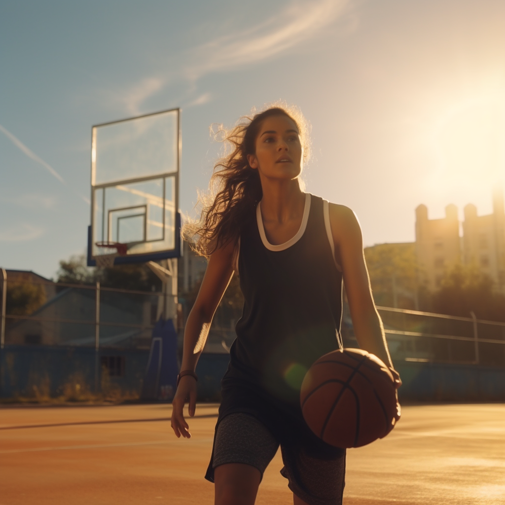 Bold Female Sports Coach Playing Basketball