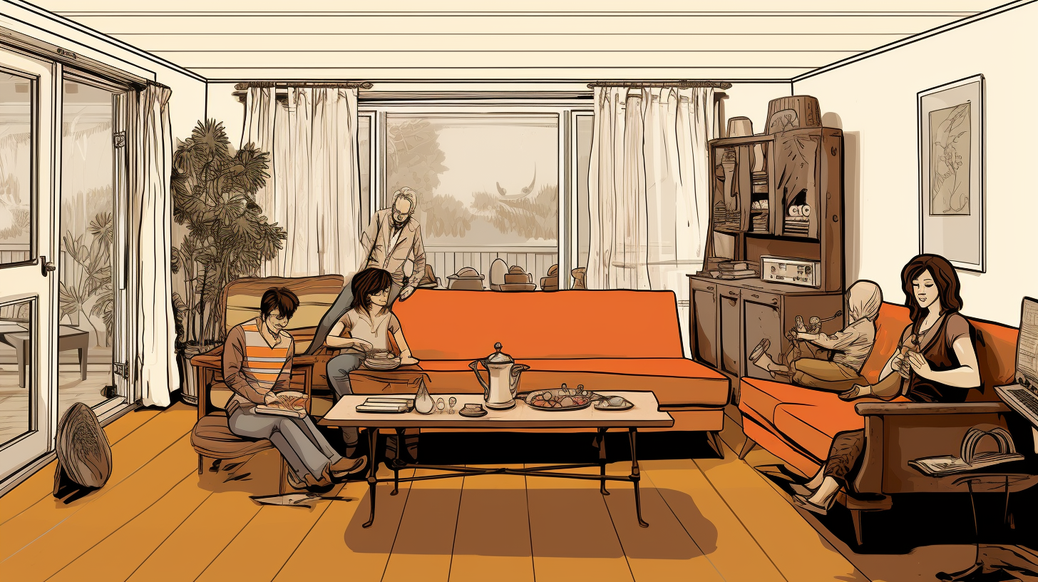 70s living room illustration