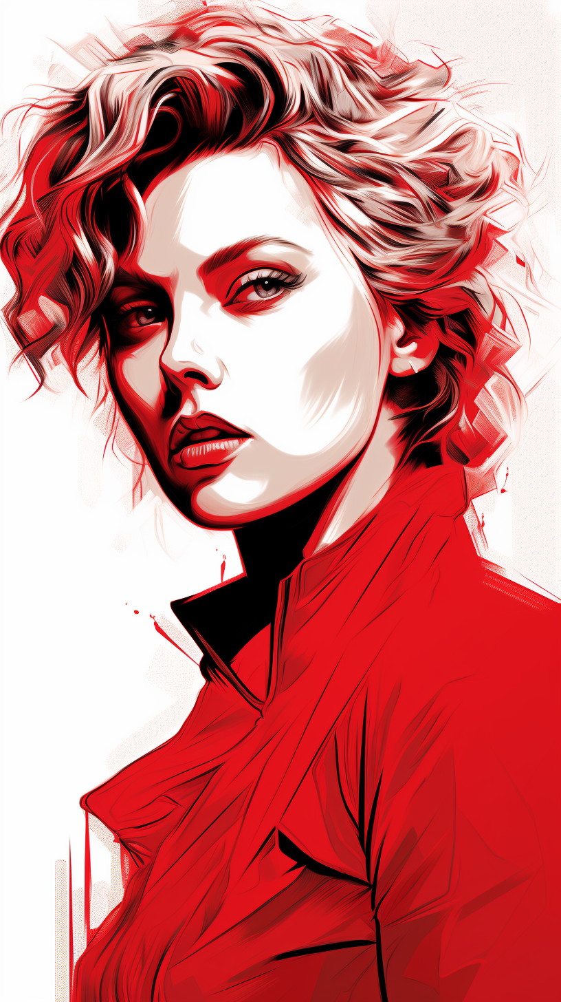 Bold Scarlett Johansson Line Drawing