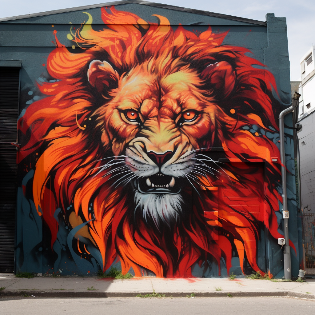 Graffiti of a fierce lion