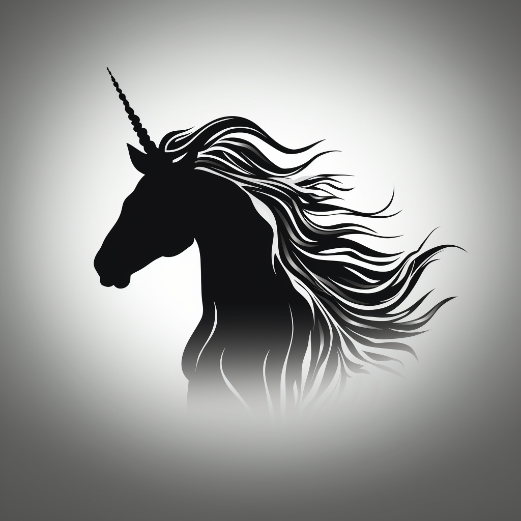 bold unicorn silhouette vector black white