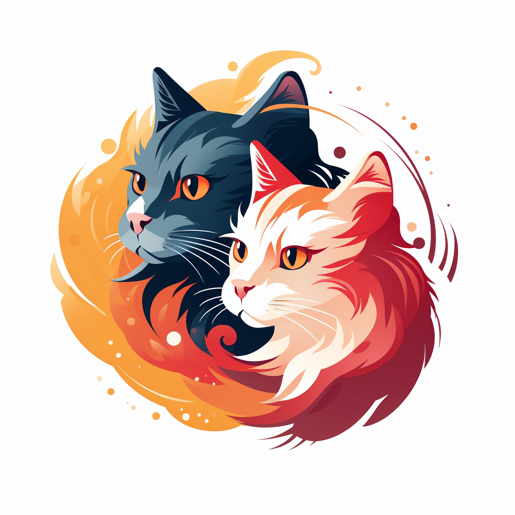 Cats emblem on white background